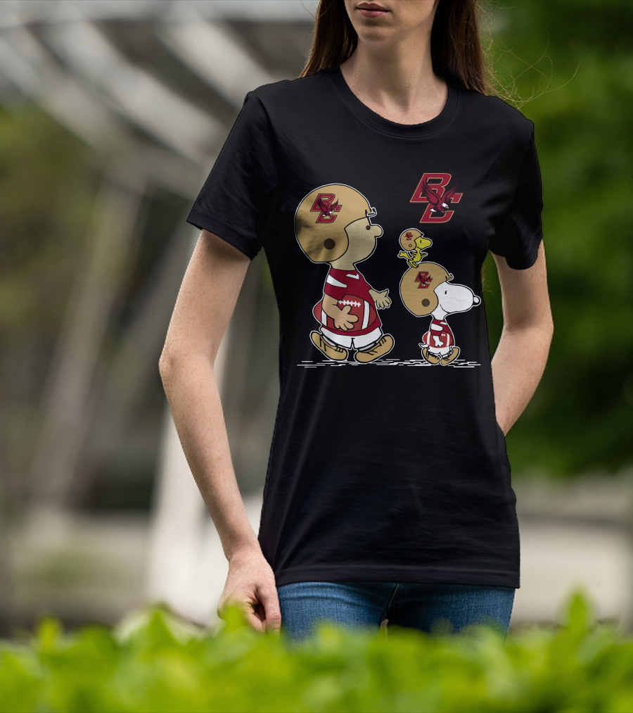 Boston College Eagles Snoopy And Woodstock Football Team Spirit T-Shirt