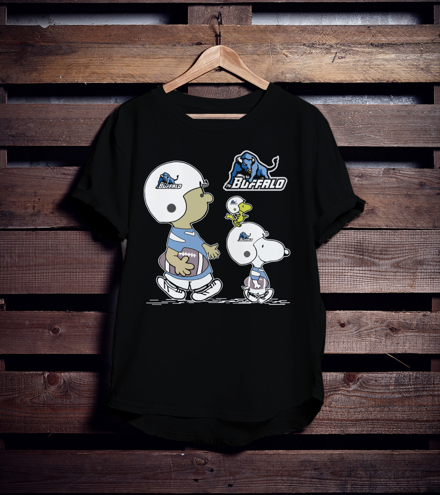 Buffalo Snoopy Peanuts Football Players With Helmets And Football T-Shirt