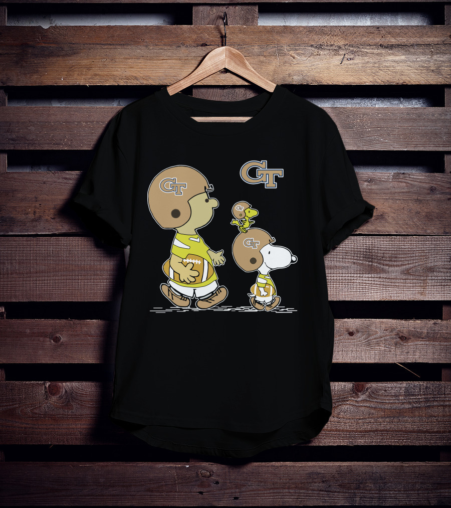Georgia Tech Yellow Jackets Snoopy And Woodstock Football Duo T-Shirt