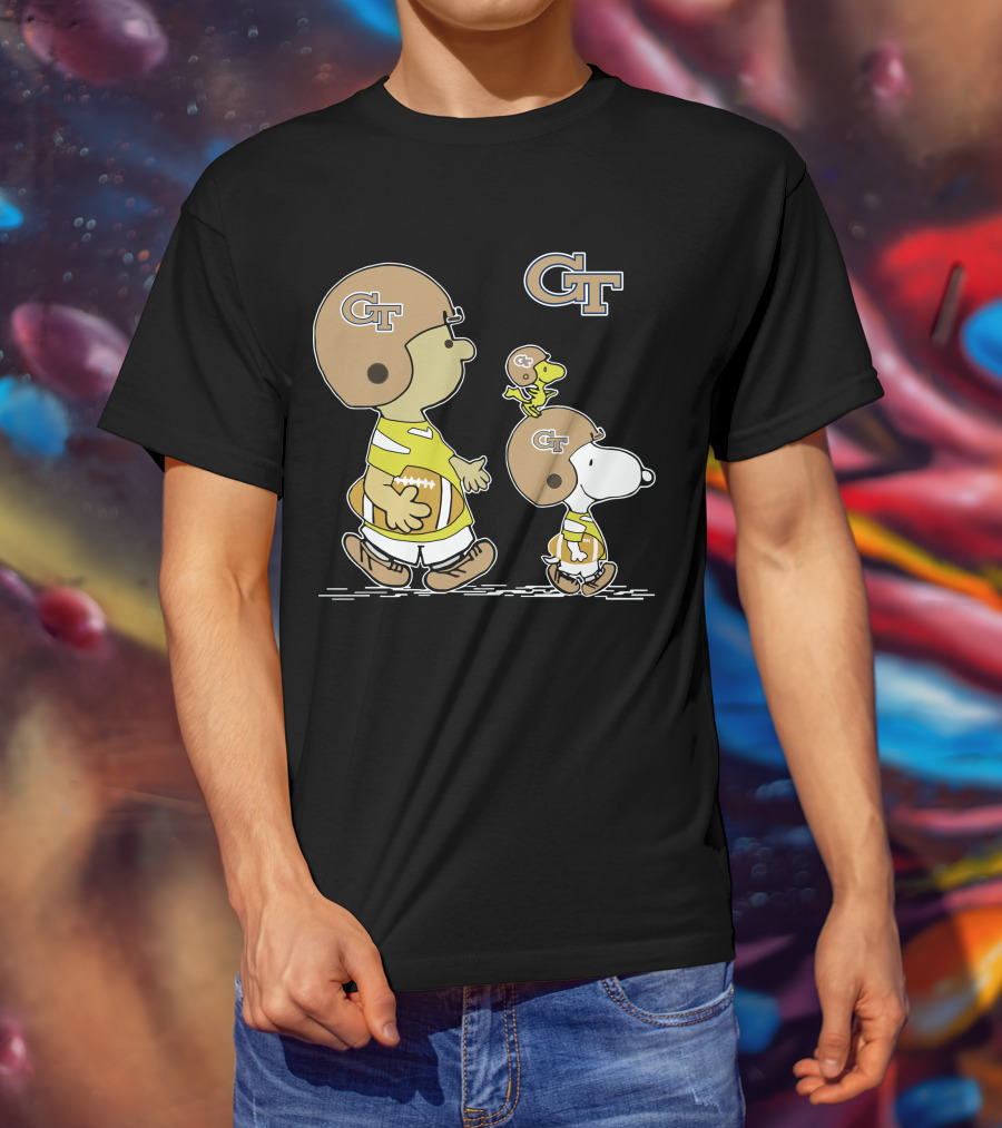 Georgia Tech Yellow Jackets Snoopy And Woodstock Football Duo T-Shirt