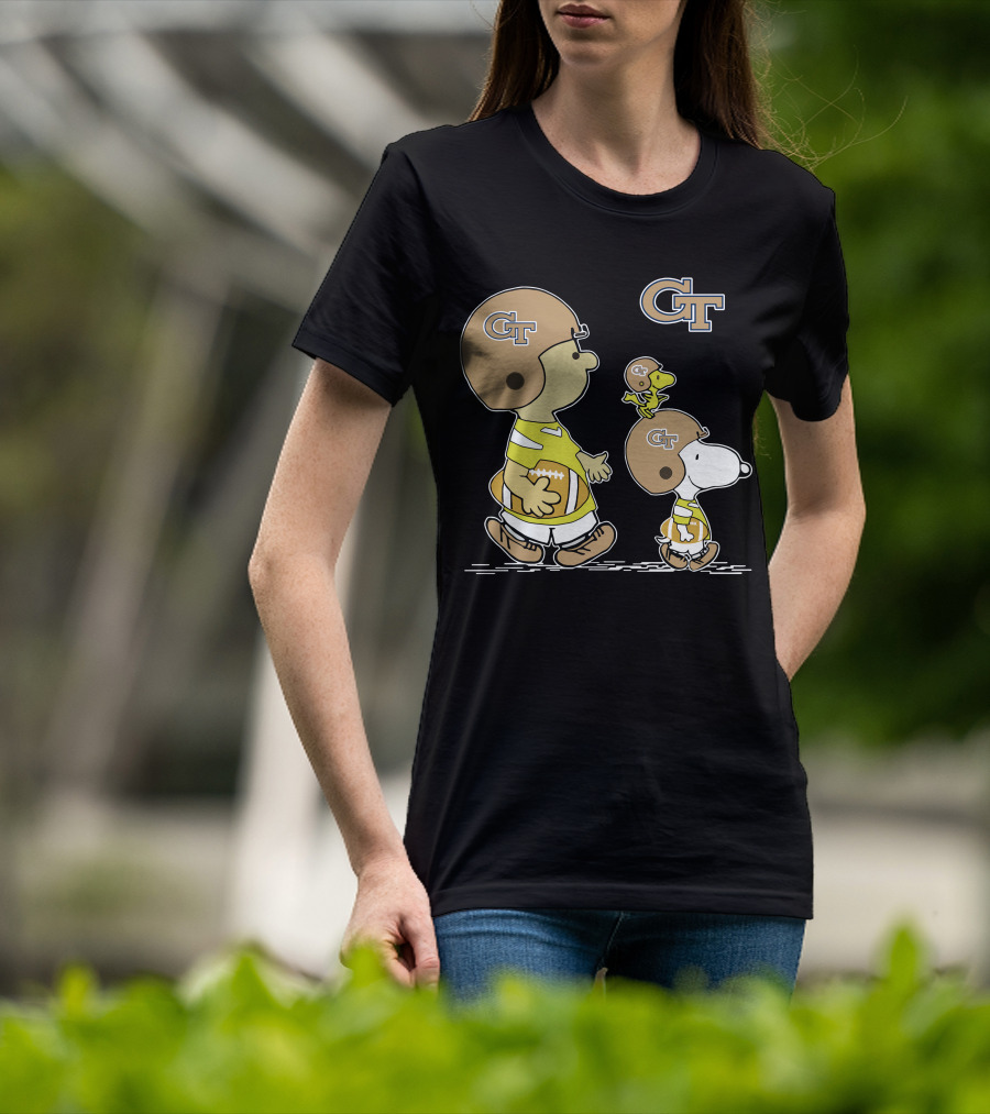 Georgia Tech Yellow Jackets Snoopy And Woodstock Football Duo T-Shirt
