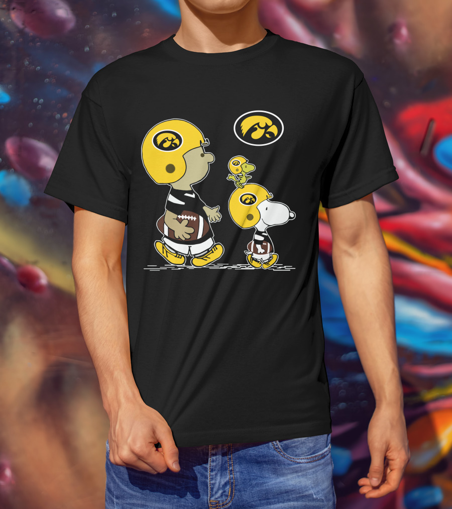 Iowa Hawkeyes Snoopy Football Peanuts Characters With Helmets T-Shirt