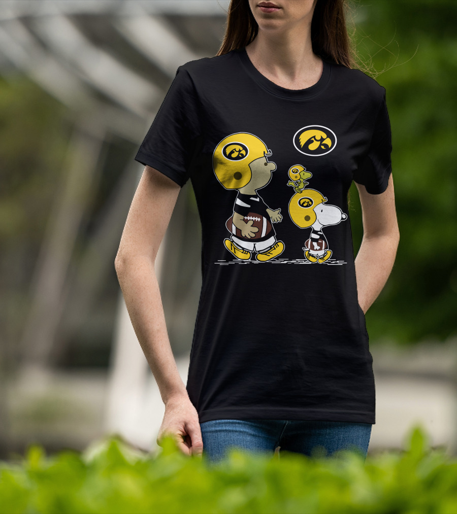 Iowa Hawkeyes Snoopy Football Peanuts Characters With Helmets T-Shirt
