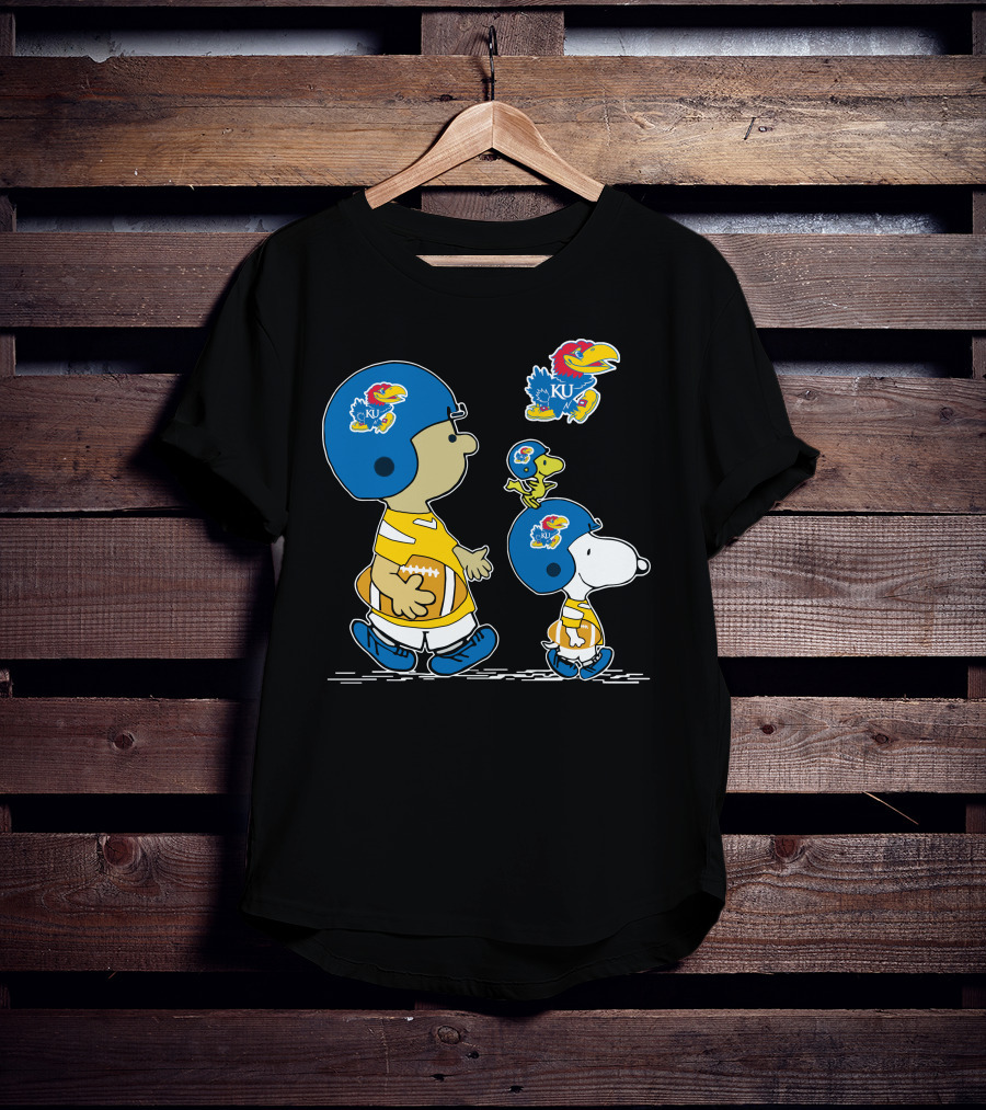 Kansas Jayhawks Snoopy Football Peanuts Characters T-Shirt