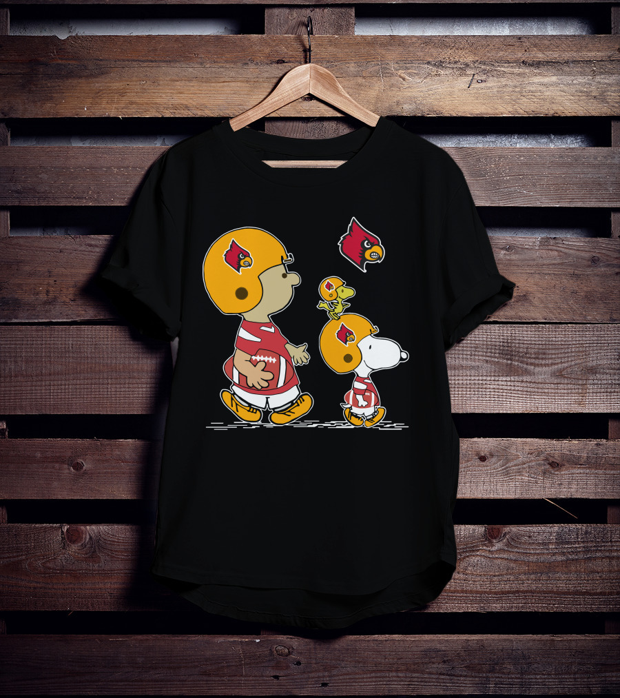 Louisville Cardinals Snoopy Woodstock Football Helmets And Jerseys T-Shirt