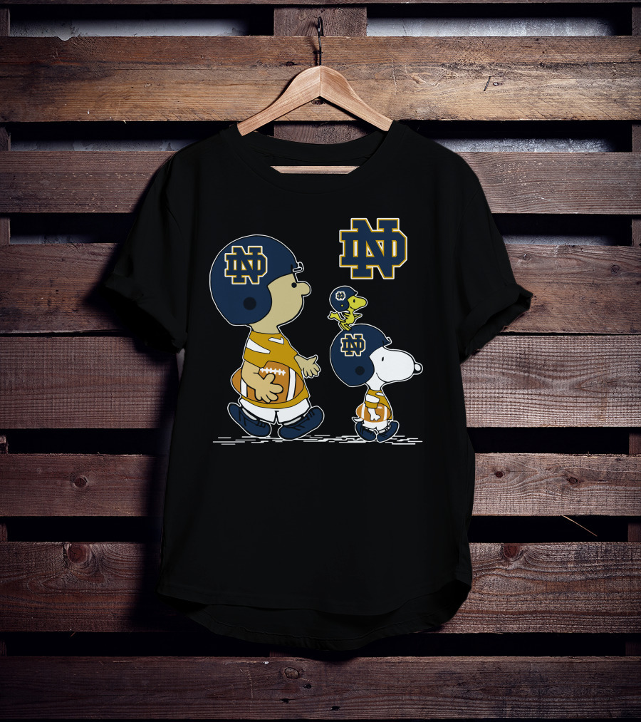 Notre Dame Football Snoopy And Woodstock In Helmets T-Shirt