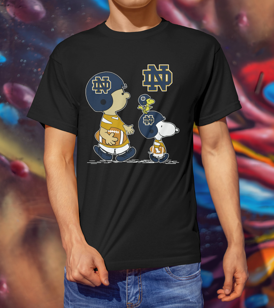 Notre Dame Football Snoopy And Woodstock In Helmets T-Shirt