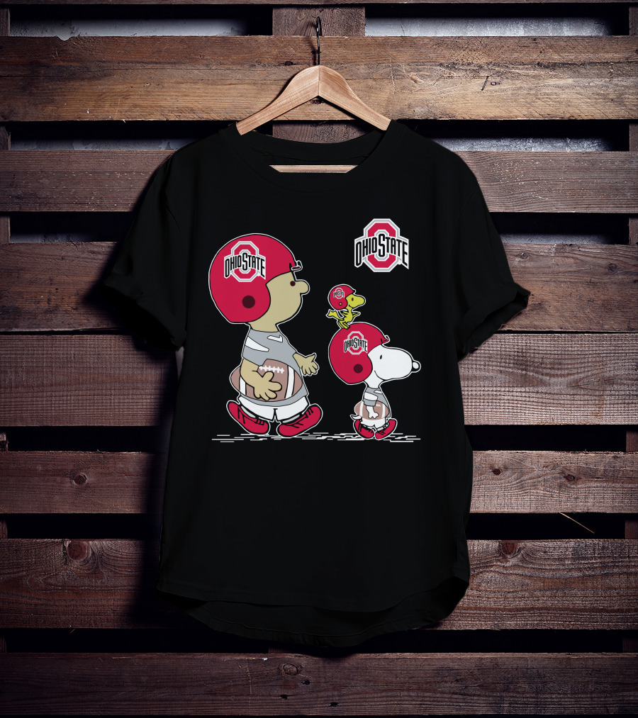 Ohio State Peanuts Snoopy Woodstock Football Team Helmets T-Shirt