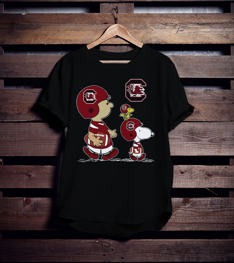 South Carolina Gamecocks Charlie Brown Snoopy Woodstock Football T-Shirt
