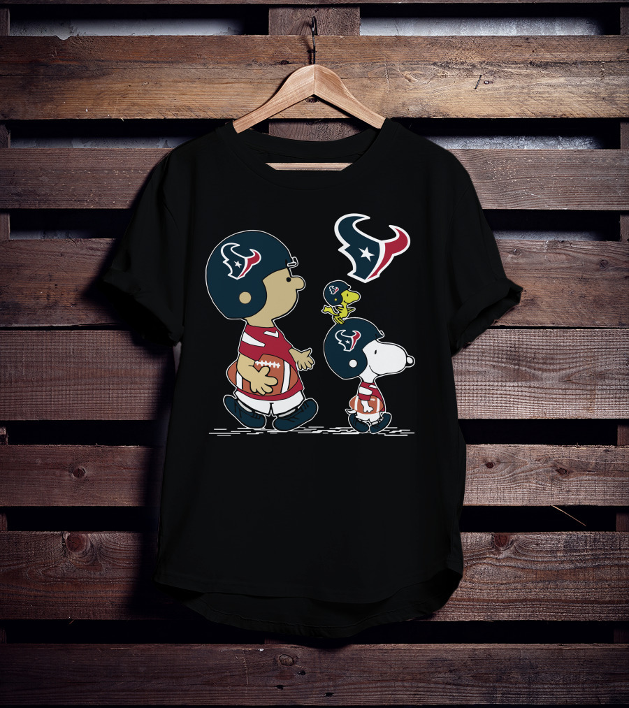 Snoopy Texans Football Charlie Brown Woodstock NFL Fan T-Shirt