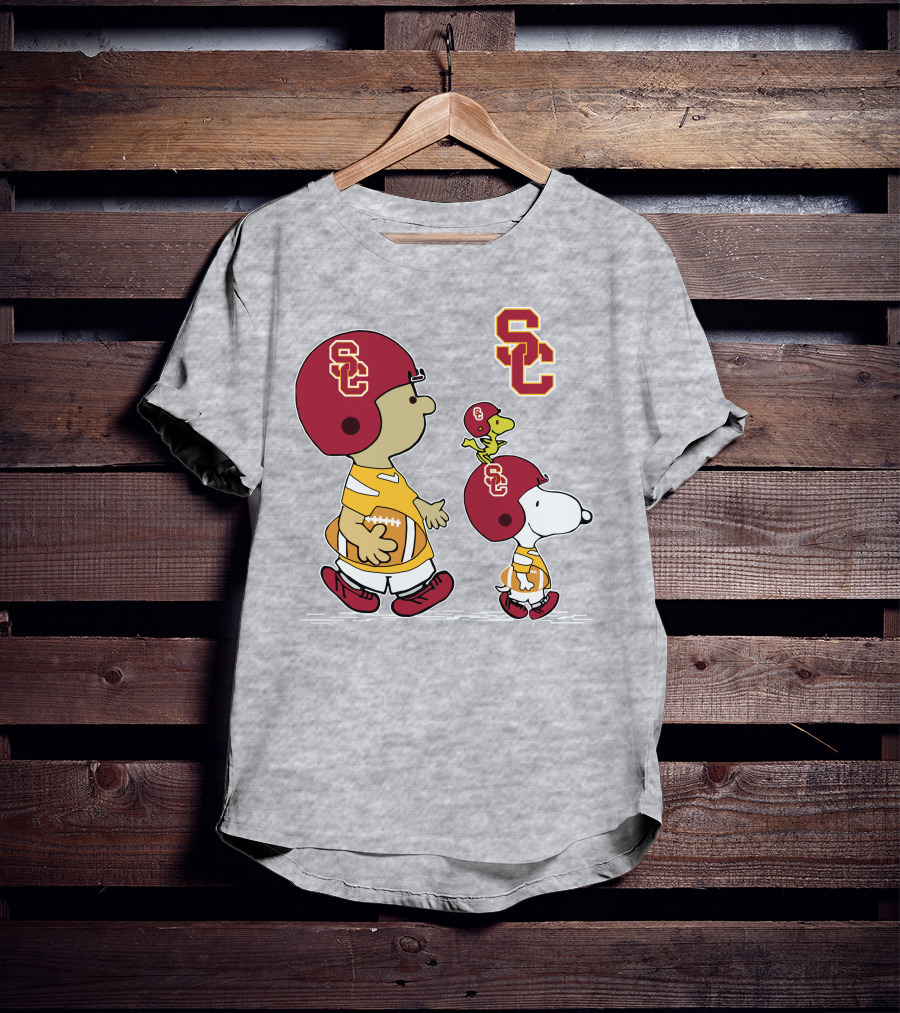 USC Trojans Snoopy Charlie Brown Woodstock Football Helmets T-Shirt