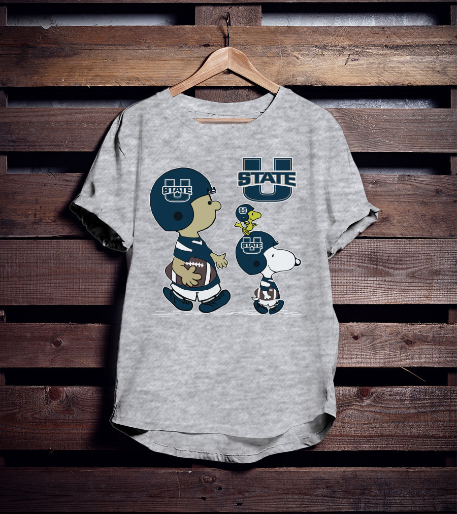 Utah State Football Snoopy And Woodstock Peanuts Characters T-Shirt