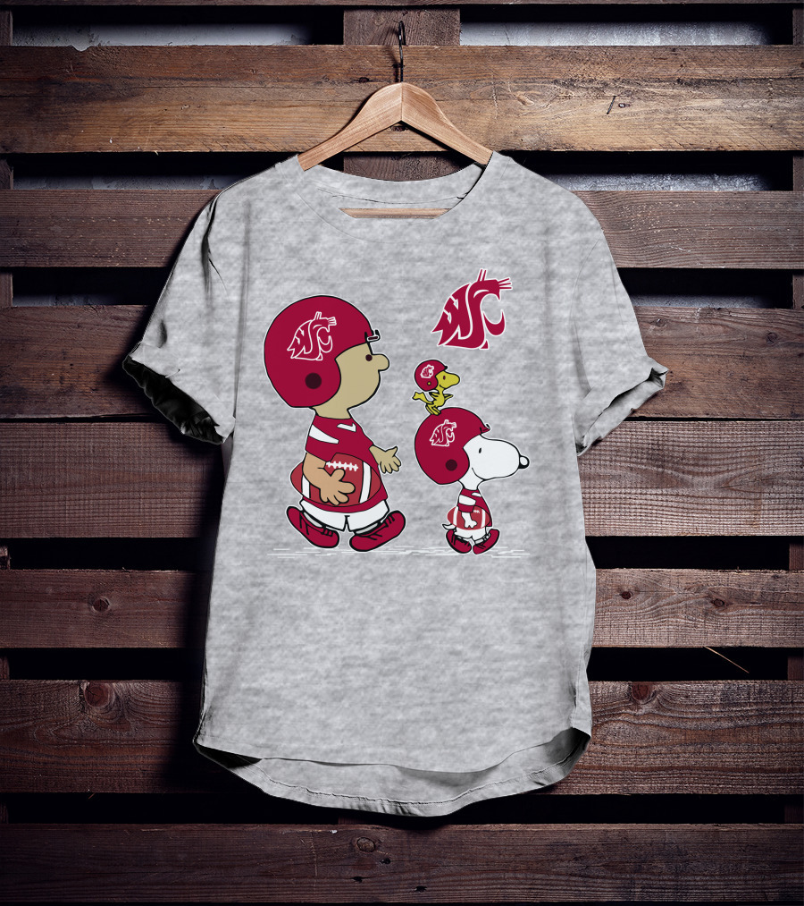 Washington State Cougars Snoopy Football Peanuts T-Shirt