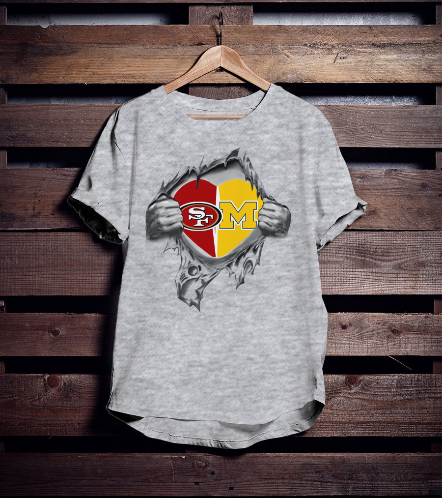 49Ers SF Michigan Wolverines Heart T-Shirt
