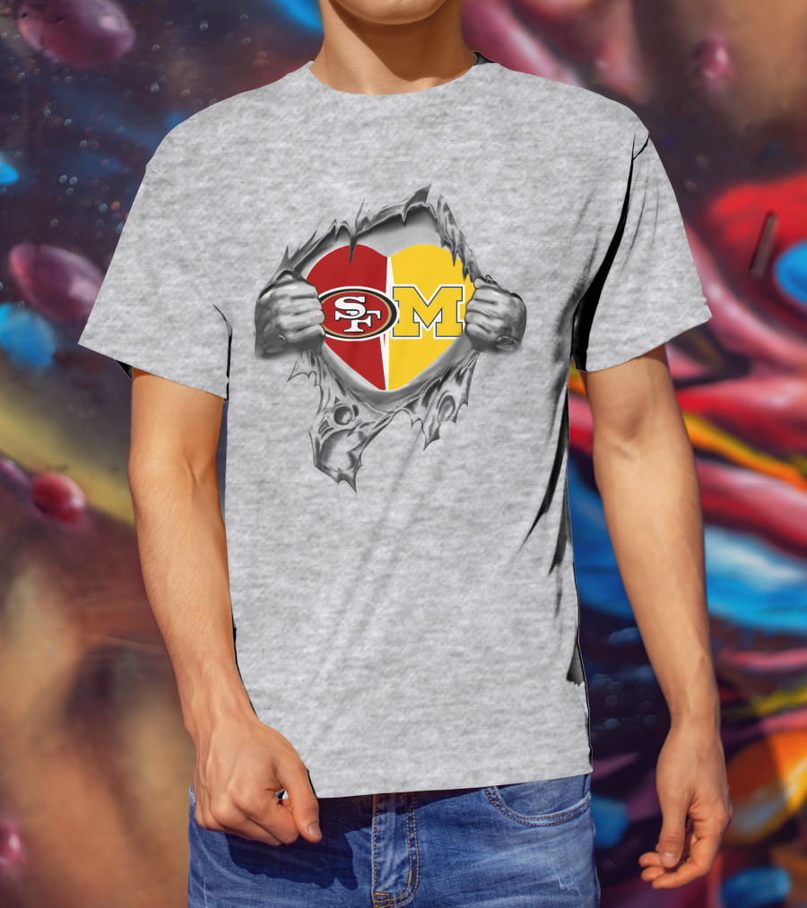 49Ers SF Michigan Wolverines Heart T-Shirt