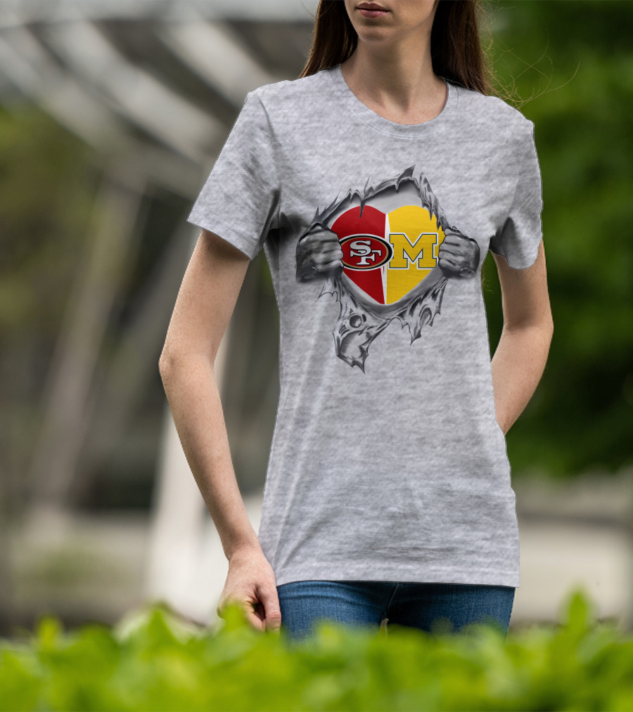 49Ers SF Michigan Wolverines Heart T-Shirt