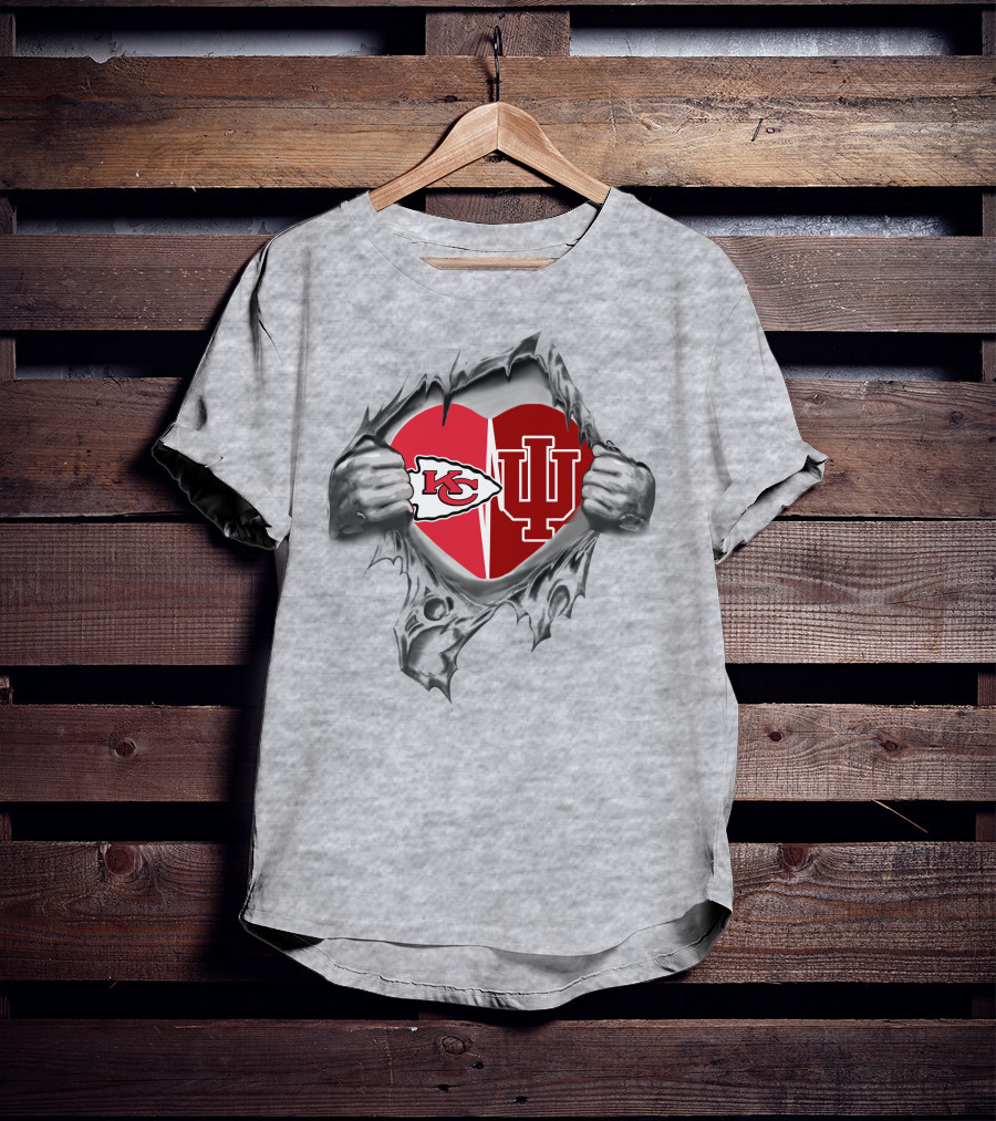 Kansas City Chiefs Indiana Hoosiers Heart T-Shirt