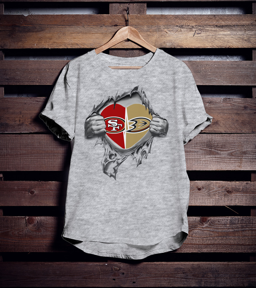 SF 49ers Anaheim Ducks Heart T-Shirt