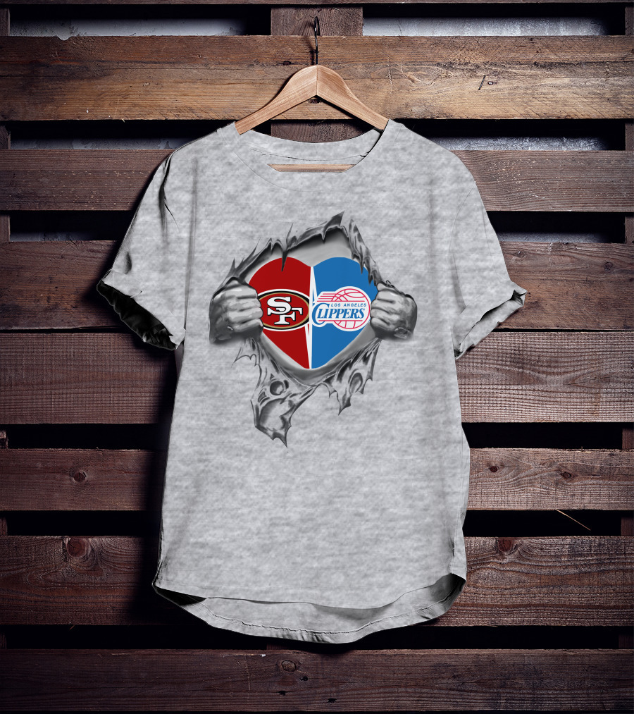 SF 49Ers Los Angeles Clippers Heart T-Shirt