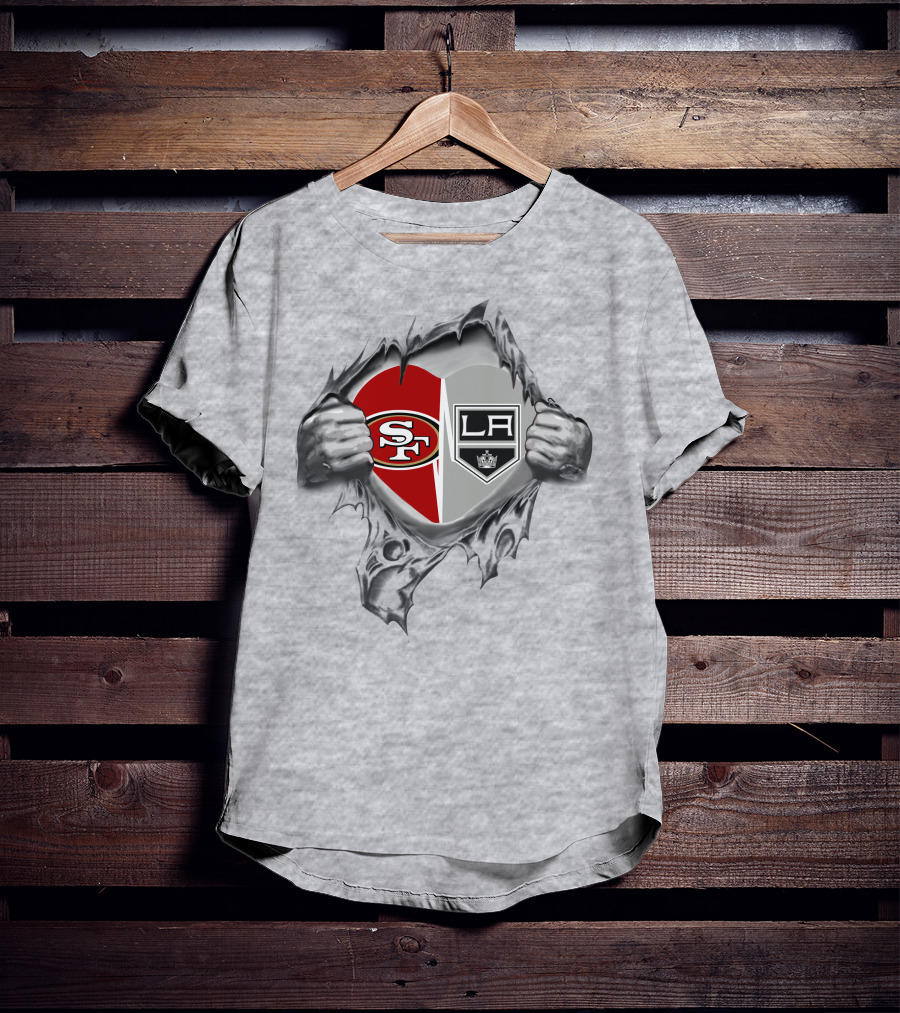 SF 49ers Los Angeles Kings Heart T-Shirt