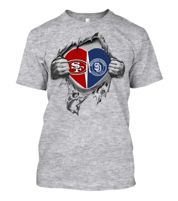 SF 49ers San Diego Padres It's In My Heart Football Baseball T-Shirt