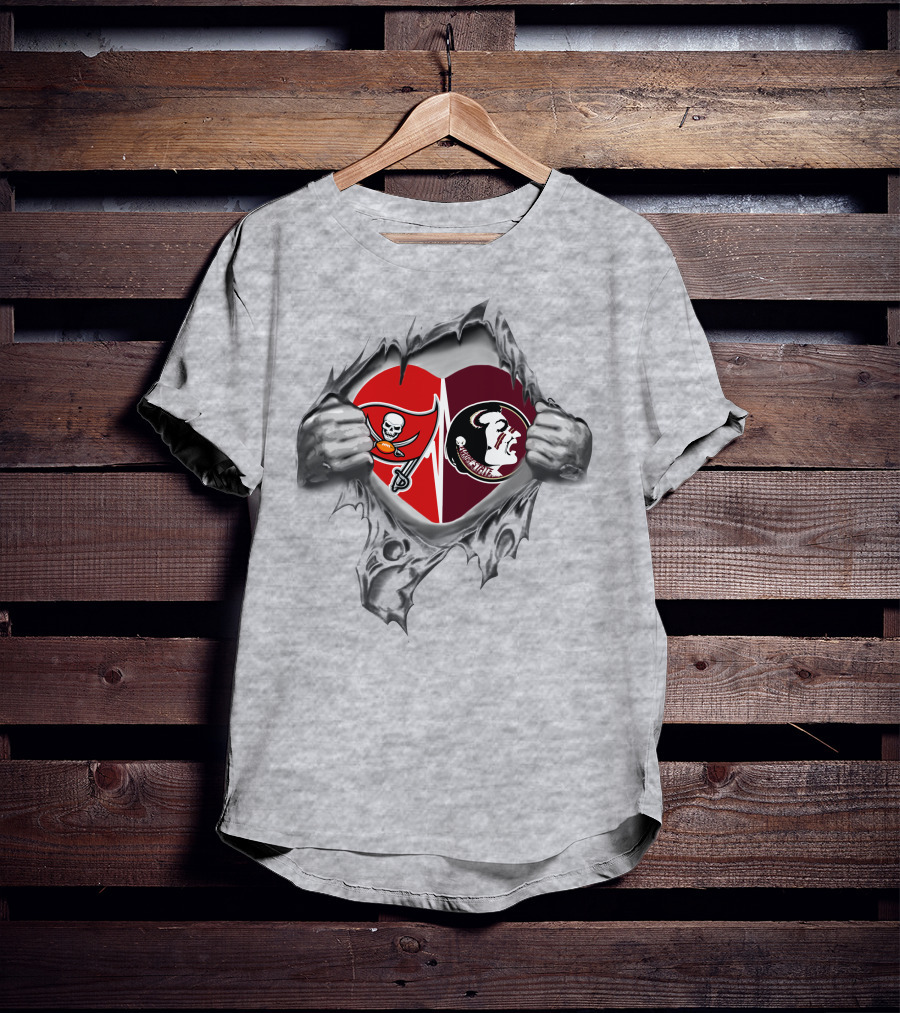 Buccaneers Seminoles Heartbeat Loyalty It's In My Heart T-Shirt