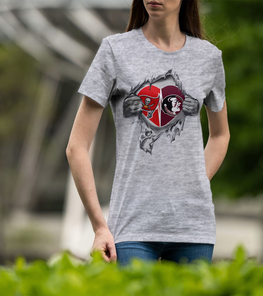 Buccaneers Seminoles Heartbeat Loyalty It's In My Heart T-Shirt