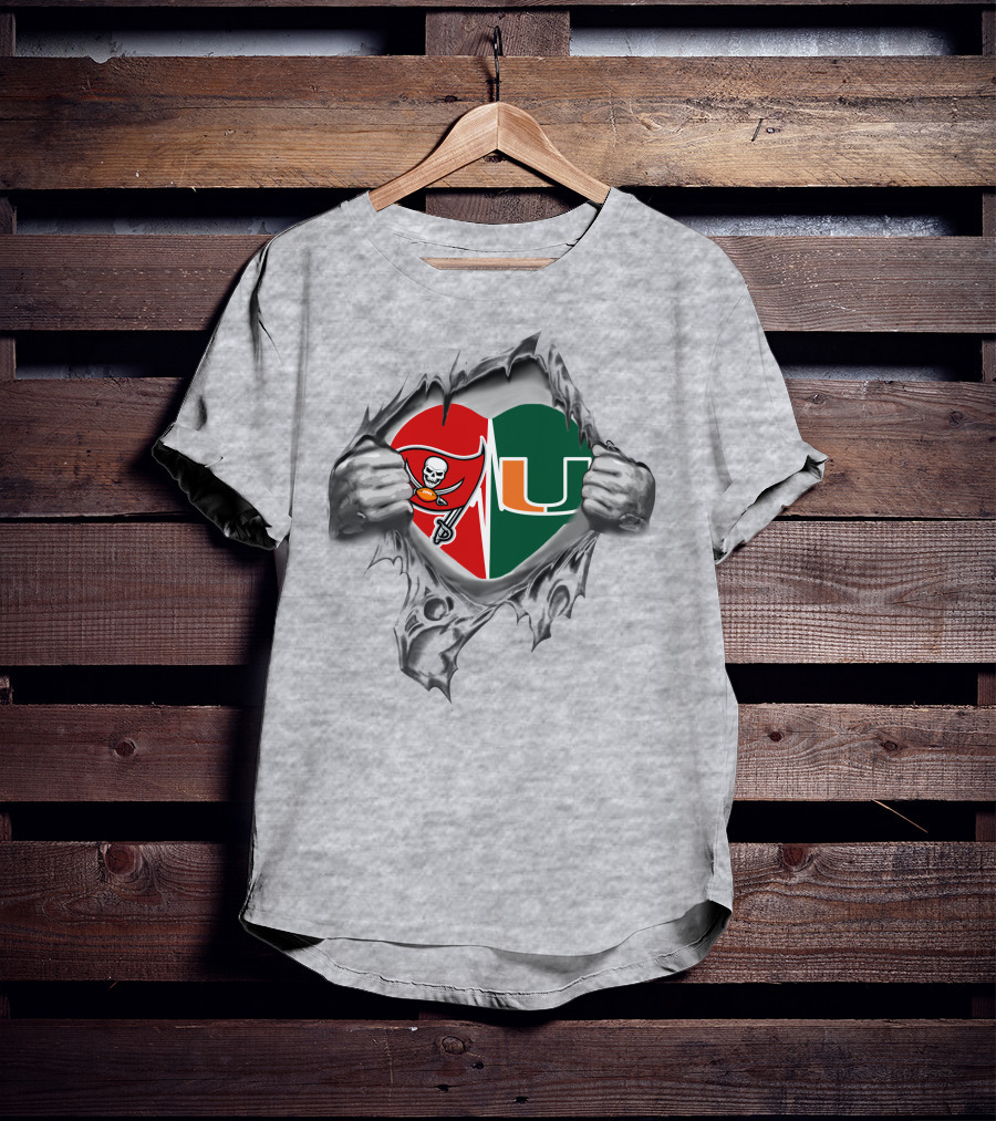 Buccaneers Hurricanes Heartbeat Loyalty Passion NFL College Football Fan Connection T-Shirt
