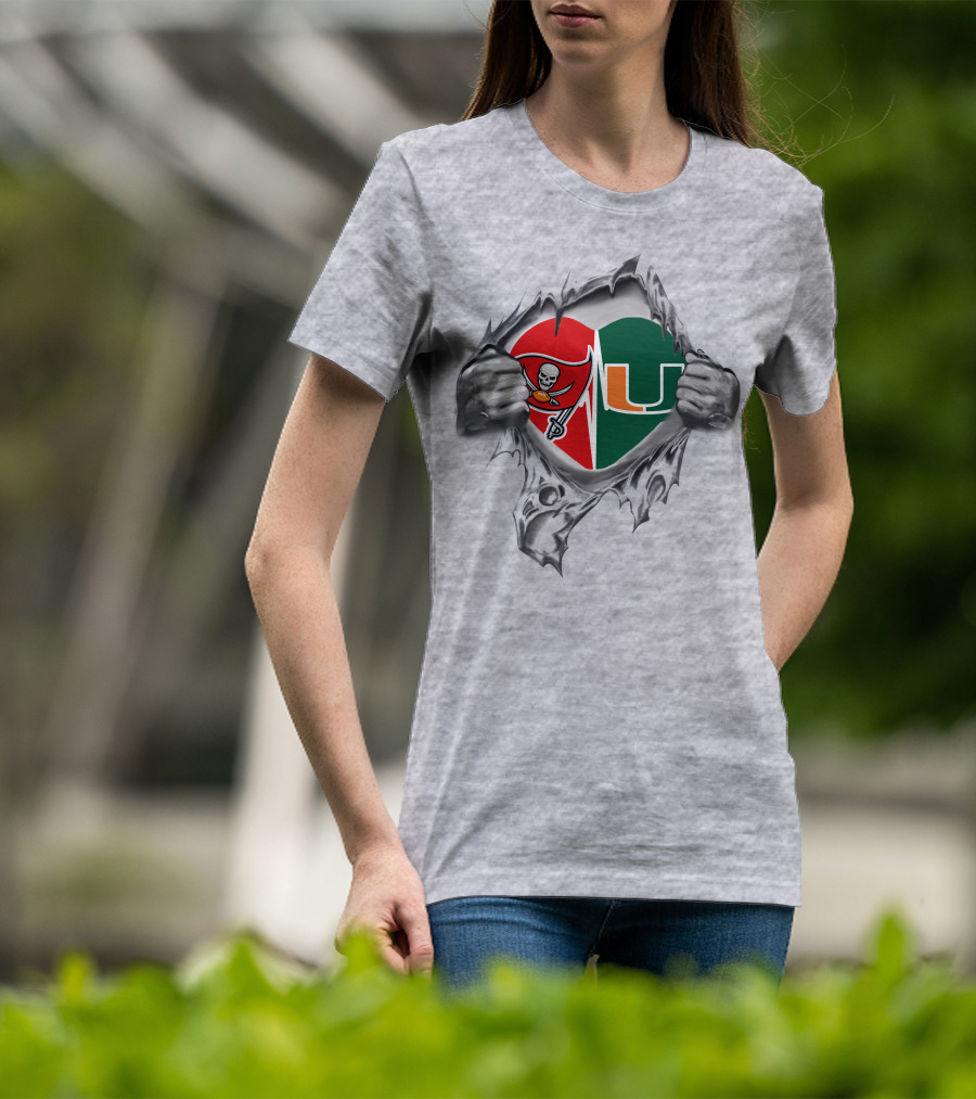 Buccaneers Hurricanes Heartbeat Loyalty Passion NFL College Football Fan Connection T-Shirt