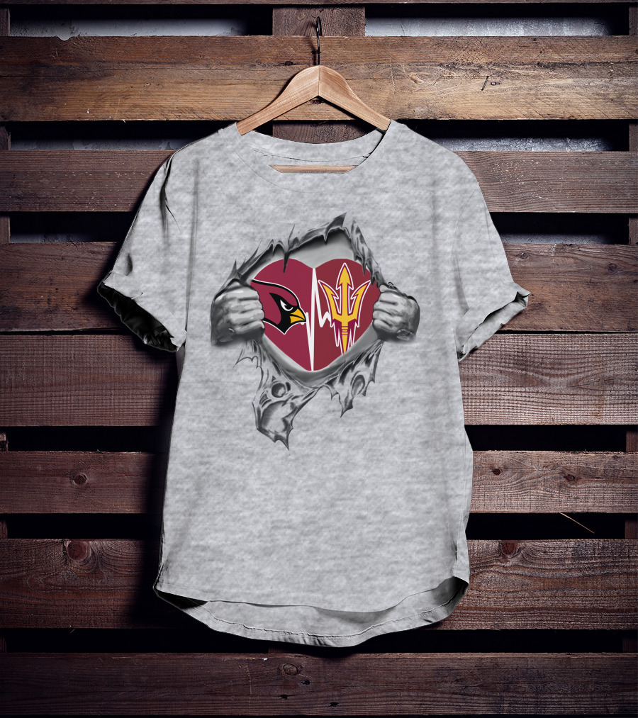 Cardinals Sun Devils Heart Logo Burst T-Shirt