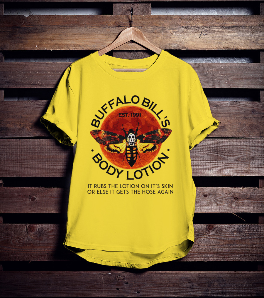 Buffalo Bill's Body Lotion Funny Halloween Horror Moth Skull Vintage 1991 T-Shirt