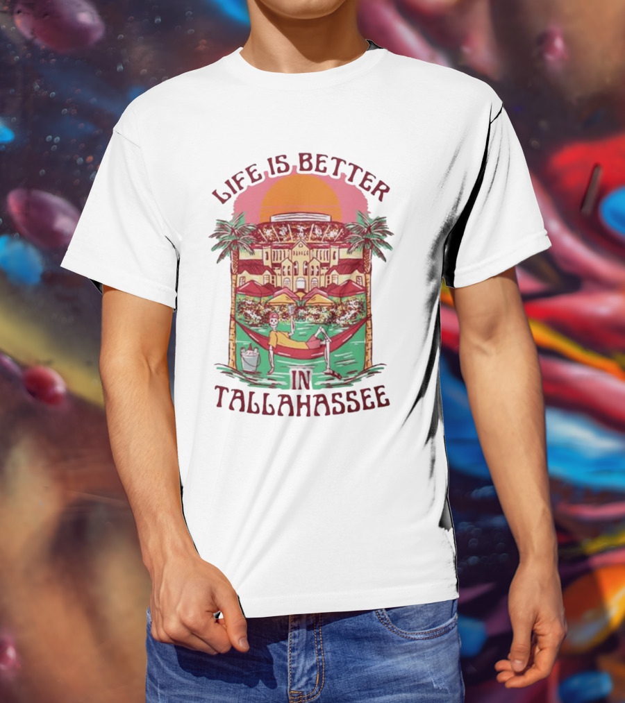 Life Is Better In Tallahassee Skeleton Hammock Scene T-Shirt