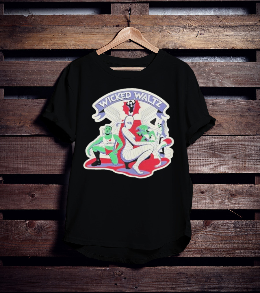 Wicked Waltz Monsters Dracula Frankenstein Mummy Bride T-Shirt