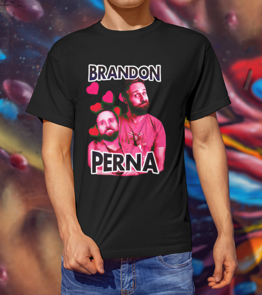 Brandon Perna Heart Icons Red Shirt Pose T-Shirt