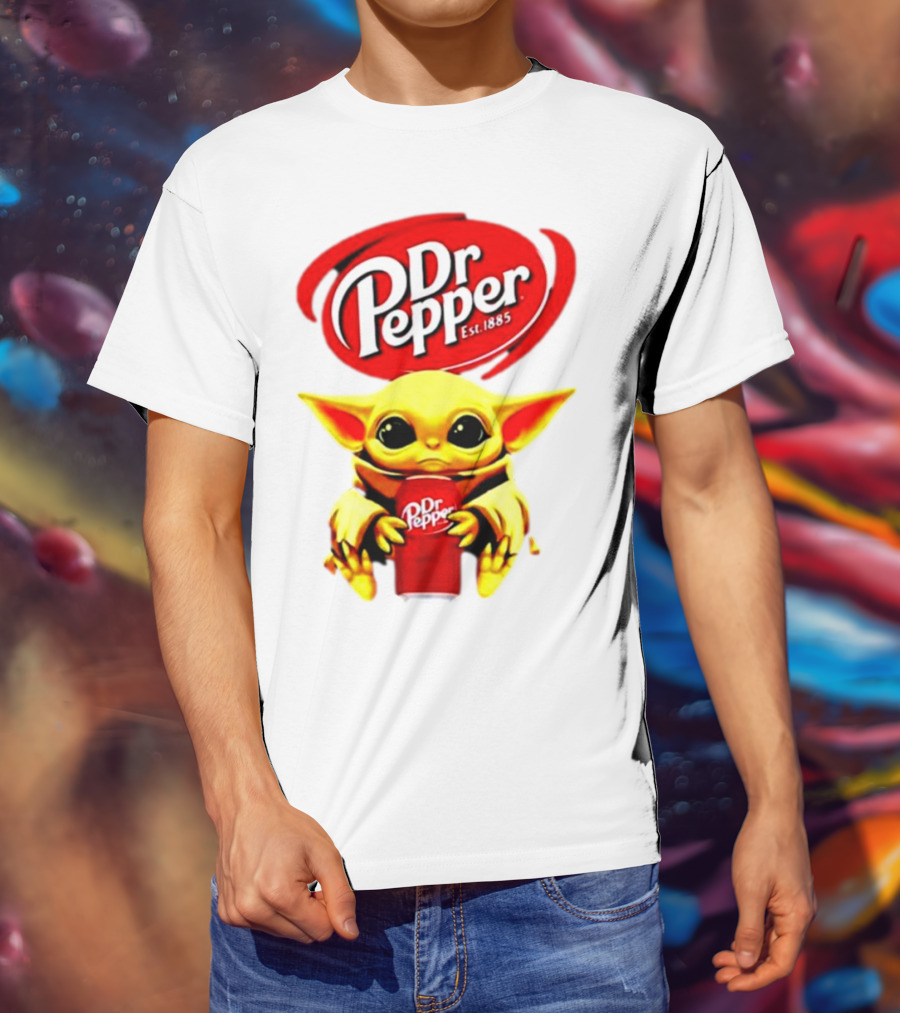 Dr Pepper Baby Yoda Holding Soda Can T-Shirt