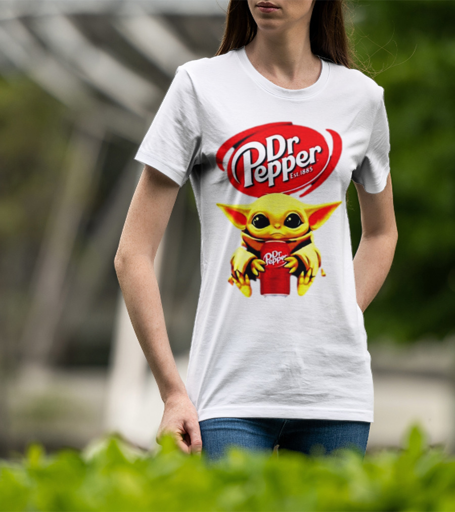 Dr Pepper Baby Yoda Holding Soda Can T-Shirt