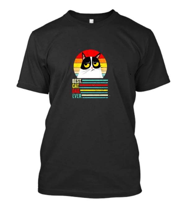Grumpcat Best Cat Dad Ever Vintage Retro Circle Stripes T-Shirt