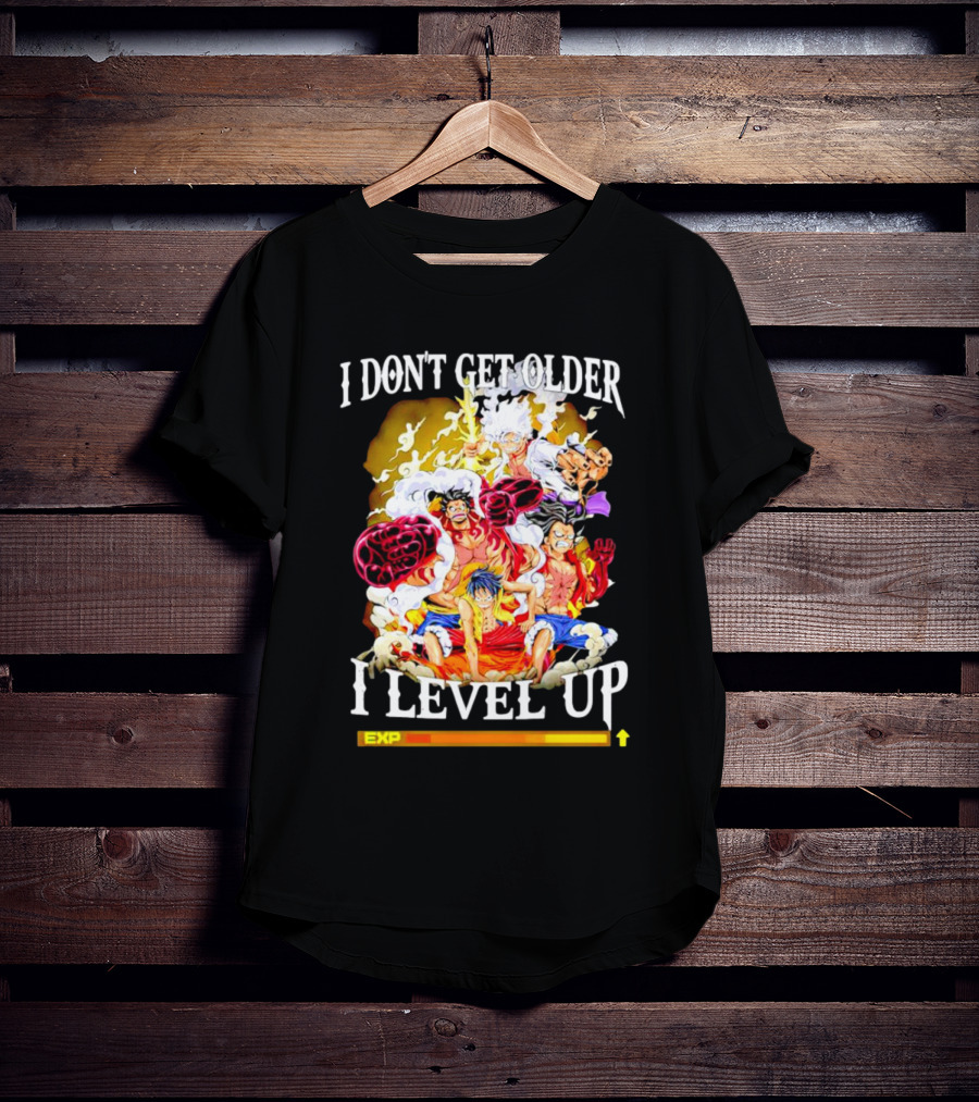I Don't Get Older I Level Up EXP One Piece Characters T-Shirt