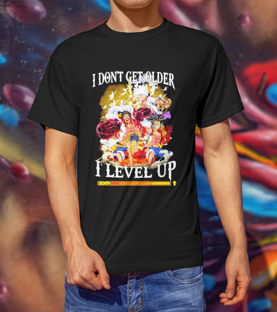 I Don't Get Older I Level Up EXP One Piece Characters T-Shirt