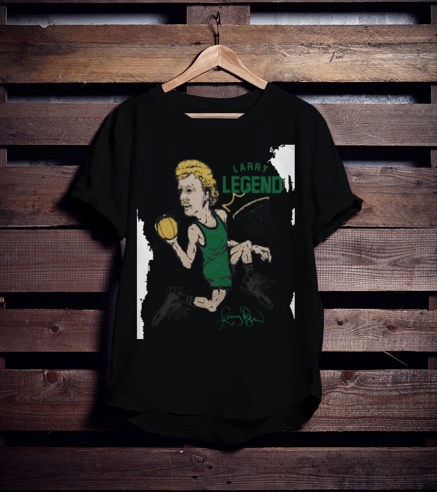 Dave Portnoy Wearing Larry Legend Basketball Art With Larry Bird Signature T-Shirt