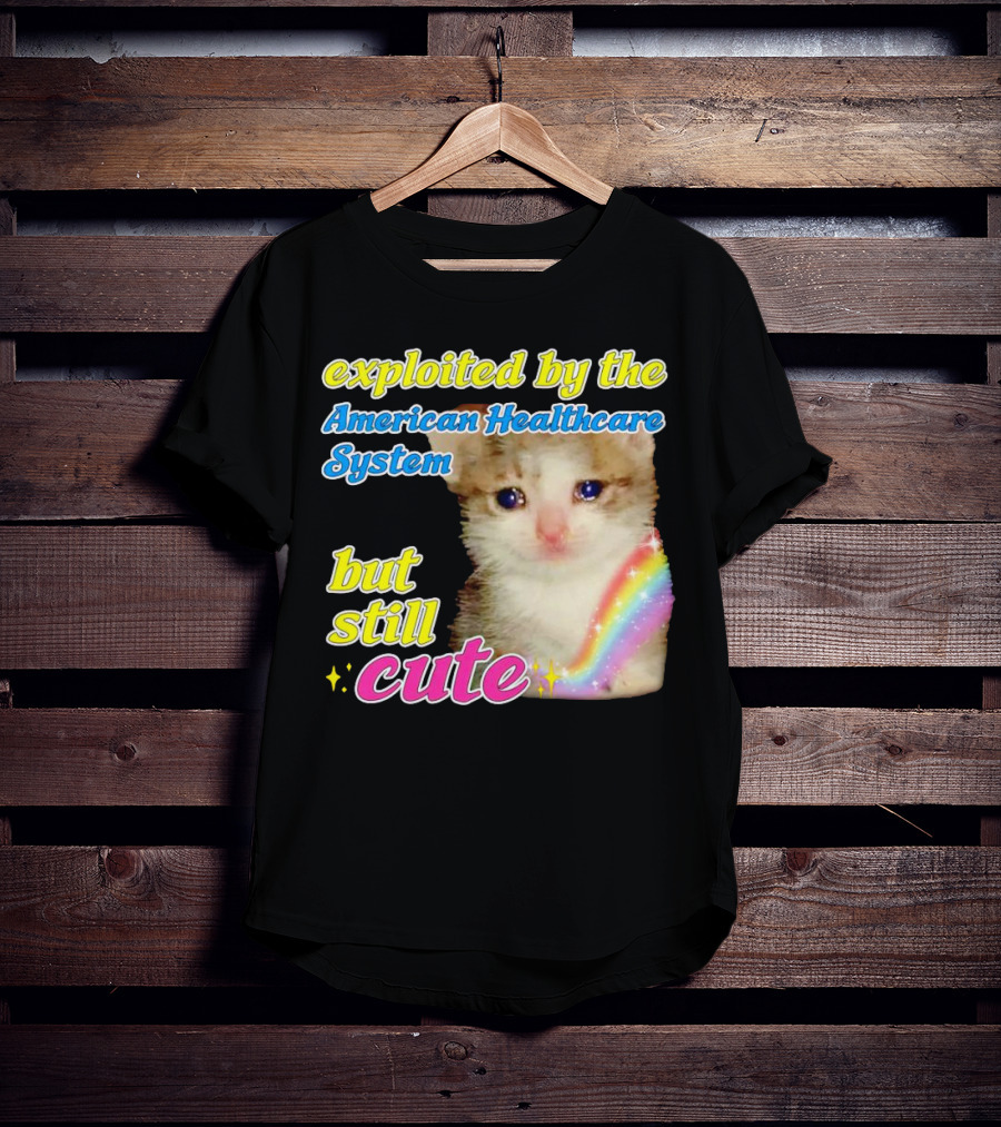 Exploited By The American Healthcare System But Still Cute With Rainbow Kitten T-Shirt