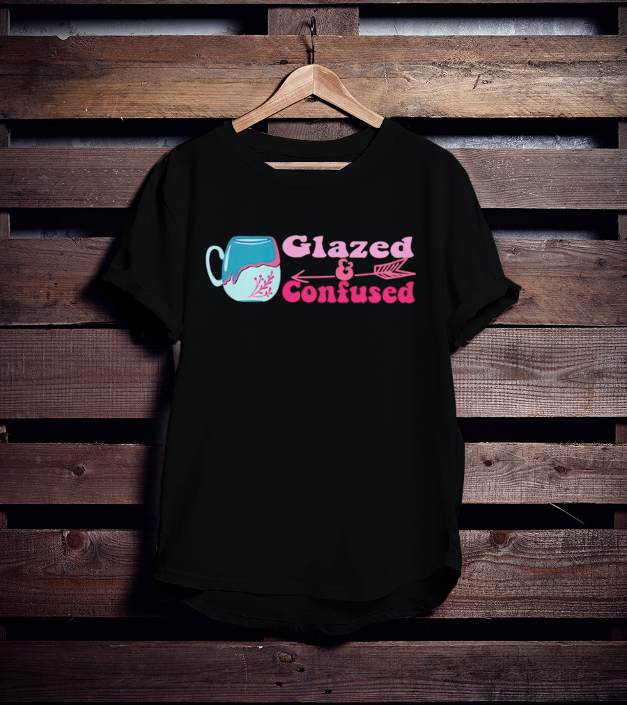 Glazed And Confused Mug With Pink And Blue Arrow T-Shirt