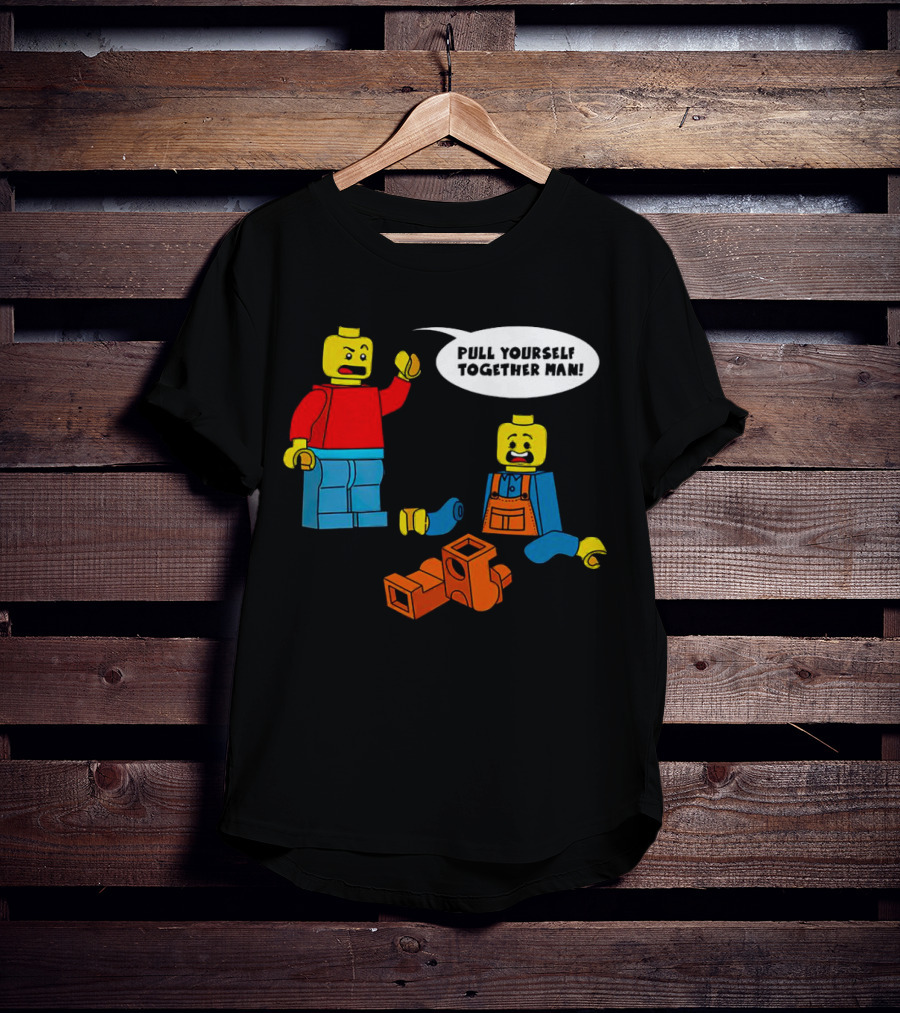 LEGO Figures Pull Yourself Together Man Speech Bubble Playful Scene T-Shirt