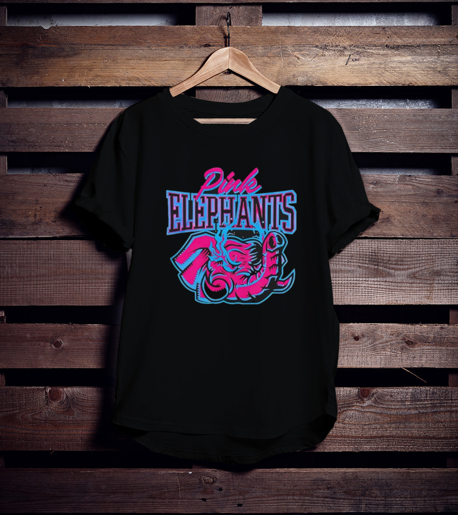 Pink Elephants Neon Retro T-Shirt