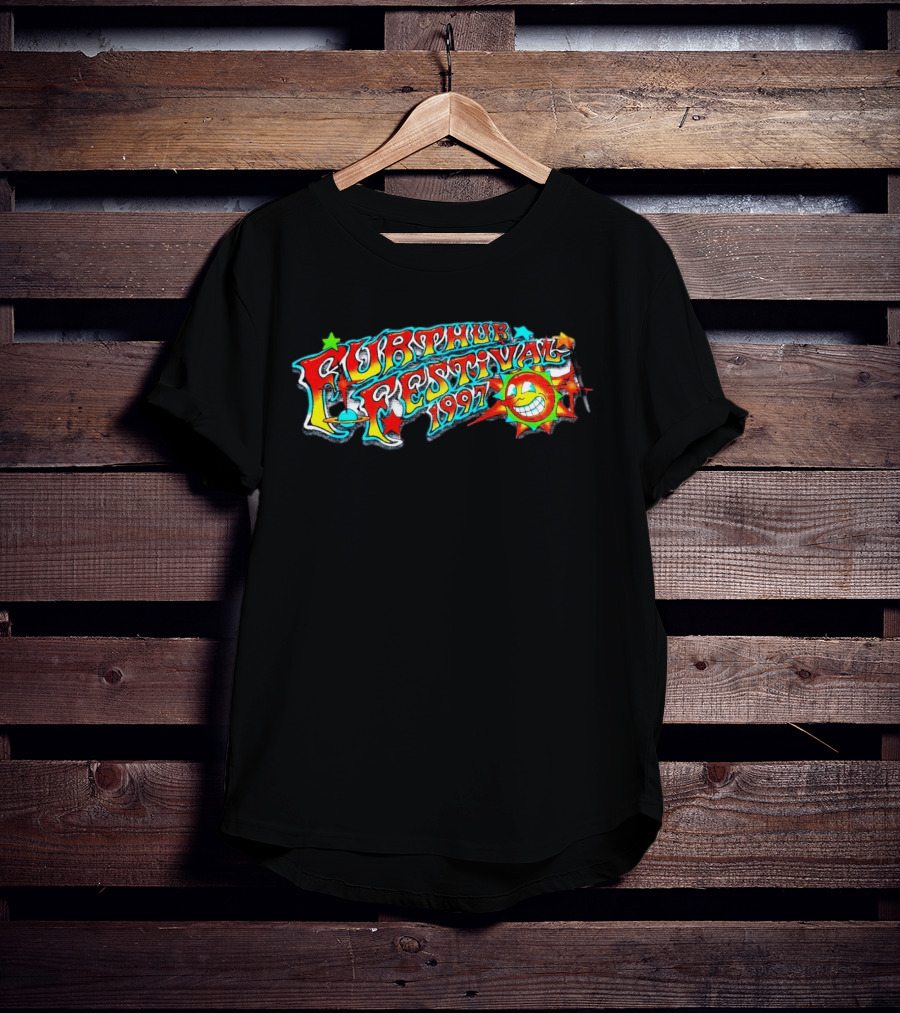 Furthur Festival 1997 Smiling Sun And Stars Psychedelic Text T-Shirt
