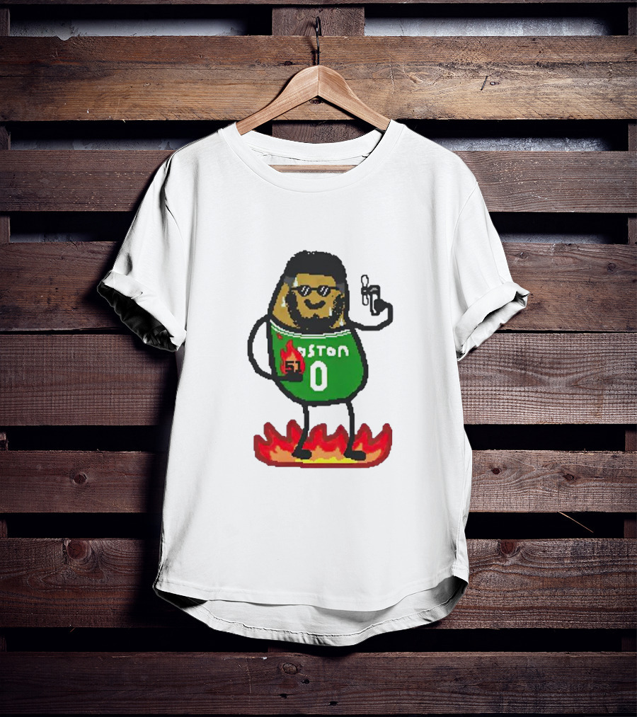 Jayson Tatum Boston NBA Potatum Green Jersey Fire T-Shirt