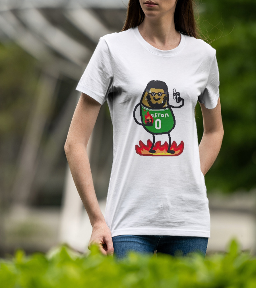 Jayson Tatum Boston NBA Potatum Green Jersey Fire T-Shirt