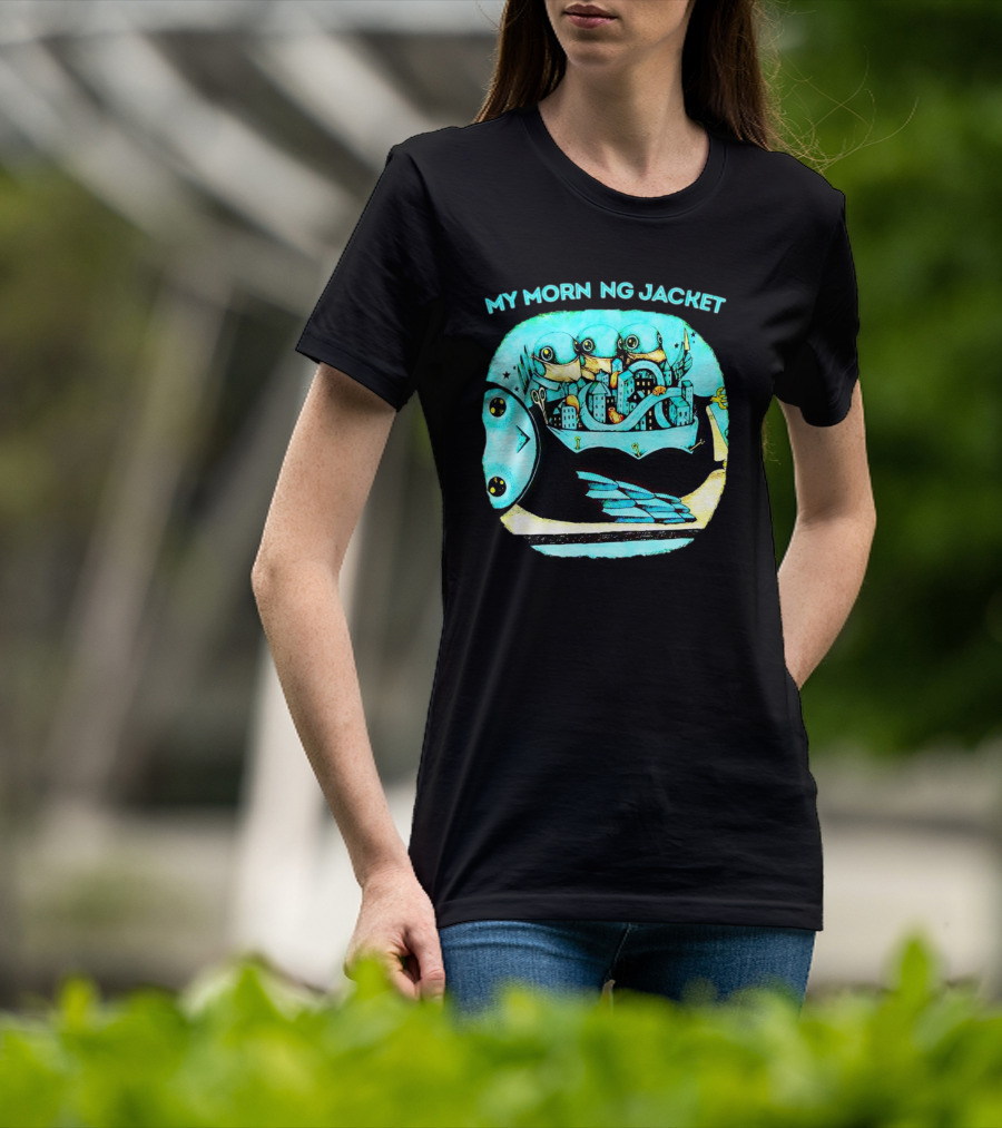 MY MORN NG JACKET Surreal Dream Cityscape Owl Figure T-Shirt