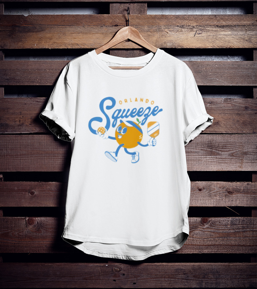 Orlando Squeeze Happy Orange Character With Paddle And Ball T-Shirt