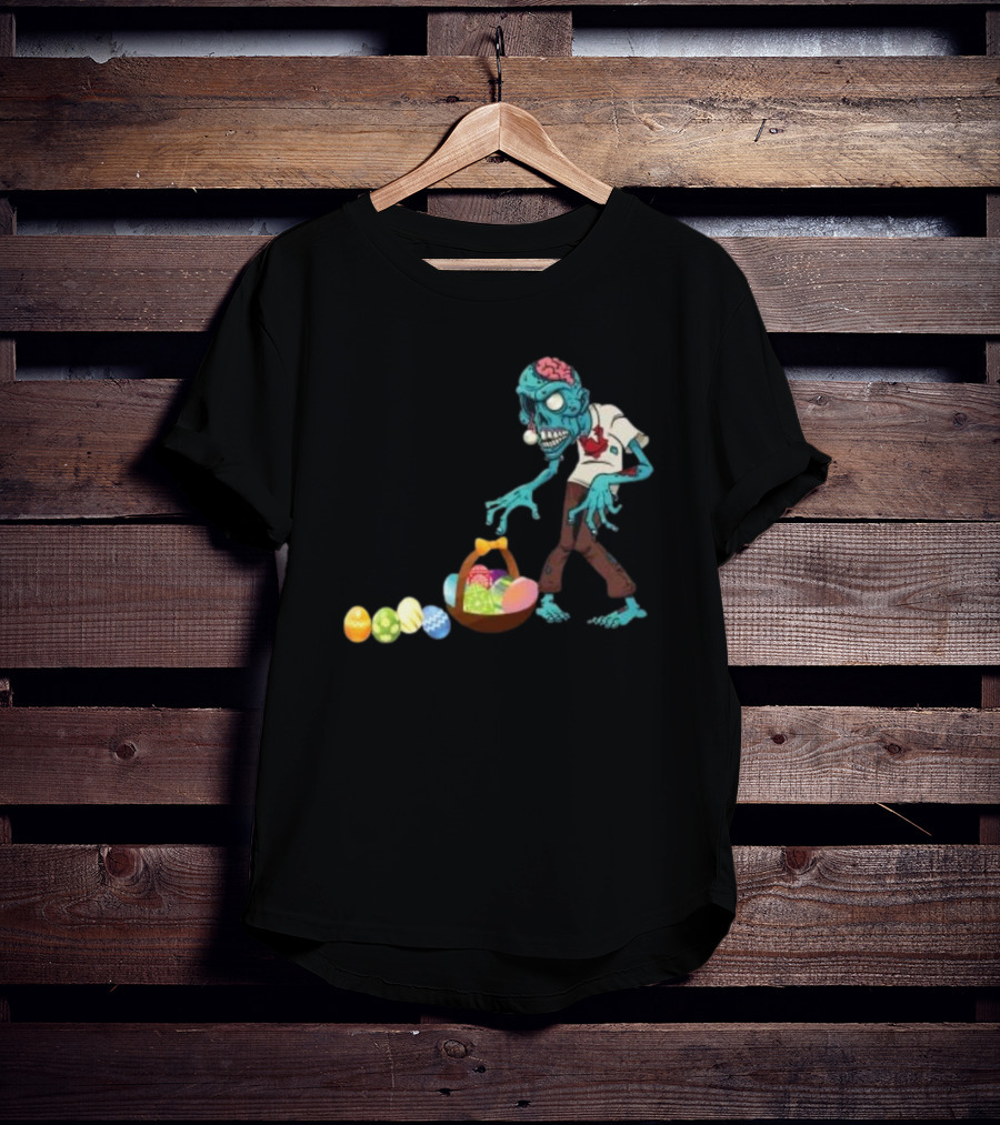 Zombie Collecting Happy Easter Eggs T-Shirt